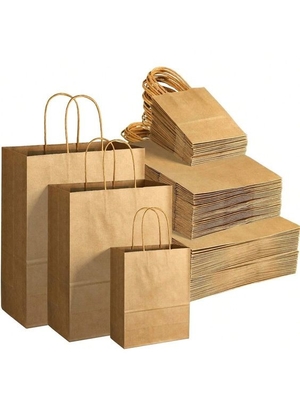 Bolsa de regalo de papel marrón ecológico con cierre autoadhesivo
